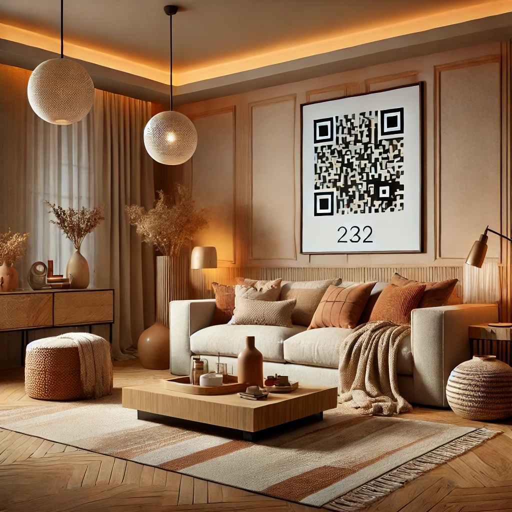DALL·E 2025-02-06 10.46.33 - A warm and inviting modern interior design. The room features earthy tones, including warm beige, terracotta, and light brown accents. A plush, comfor